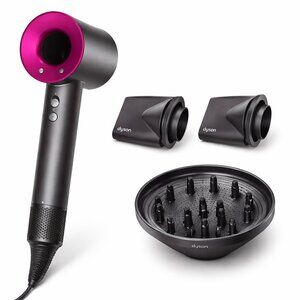 Dyson Supersonic Hair Dryer Iron/Fuchsia w/ Diffuser & 2 Styling Nozzles